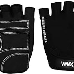WMX Macho Unisex Leather Gym Gloves|For Professional Weightlifting, Fitness Training And Workout|With Half-Finger Length, Wrist Wrap For Protection (M, Sude), Black-image-95