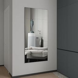 WAKAI VISUAL Mirror Wall Stickers, 15 x 15 cm Square, Set of 10, Silver, Acrylic 3D Decorative Wall Decor-image-92