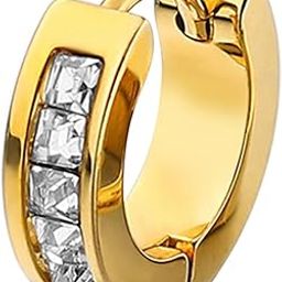 Cubic Zirconia Studded Hoop Huggie Bali Earrings Fancy Stylish Jewellery for Men & Boys (1 Pc.)-27