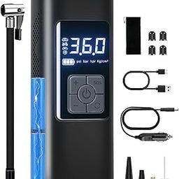 Tire Inflator Portable Air Compressor, 6000mAh & 12v Portable Air Pump Accurate Pressure LCD Display, Car tire air Pump 3X Fast Inflation Air Compressor for Car,Motorcycle etc-image-76