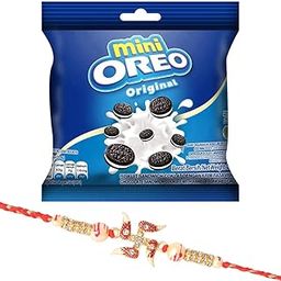 Mini Oreo Original Vanilla Flavoured Cream Biscuits With Beautiful Swastik Rakhi | Rakhi Gift | Oreo Mini | 27-image-22