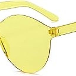 Unisex Round Rimless One Piece Fashion Sunglasses-4