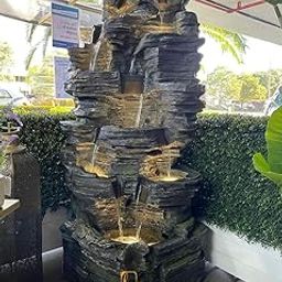 66 Inch Long Cliff Rock Stonefalls Water Fountain for Indoor Outdoor Garden Home Decor Patio with LED Lights Water Pump-image-33
