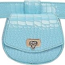 Redhorns Mini Waist Pouch Bag for Women,Girls - Shiny PU Leather Stylish Ladies Fanny Pack Waterproof with Portable,Adjustable Belt - Carry Cash or Small Beauty Essentials - Blue_LPB001I-image-38
