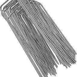 HASTHIP® 50 Pcs Landscape Staples for Securing Landscape Fabric, Ground Cover or Drip Irrigation Tubing, Heavy Duty Galvanized Steel Garden Stakes Staples Securing Pegs (6 In)-20