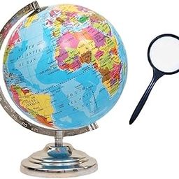GeoKraft Educational Globe 10 inches height and 8 Inches diameter Rotating World with Steel Finish Arc and Base/World/Home Decor/Office Decor/Gift Item (Blue)-image-28