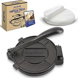 StarBlue 10 Inch Cast Iron Tortilla Press with 100 Pieces Oil Paper (Black)-picture-11