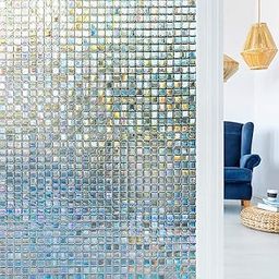 GK Trading Starlite Enterprises 3D Printed Window Privacy Sticker Glass Self Adhesive Decorative for Bathroom/Door Window/Heat Control/Sidelight/Anti UV (Small Mosaic,2 x 3 Feet)-image-0