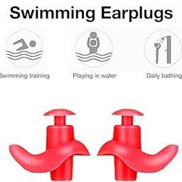 Miers Swimming & Bathing Ear Plugs Soft Silicone, Waterproof Ear Protection for Swimming, Bathing, and Sleeping (1 Pair Red)-image-93