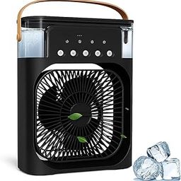 MANSAA Mini Cooler for Room Cooling AC Portable Mini Fan Artic Cooler with 7 Colors LED Light, 1/2/3 H Timer, 3 Wind Speeds and 3 Spray Modes for Office, Home, Dorm (BLACK)-image-98