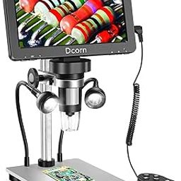 Microware 7 inch LCD Digital Microscope, 50-1200X Magnification 1080P Video Microscope with Wired Remote for Circuit Board Soldering PCB Kids Coin Microscope (Support up to 32GB SD Card)-2