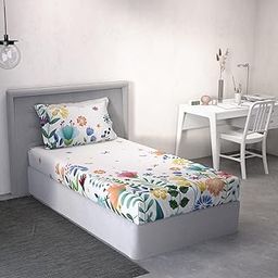 DDECOR - 100% Cotton Kids Single 144 TC Bedsheet with 1 Pillow Cover - White-picture-30