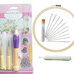 LECRAFT Punch Needle Embroidery Kit with 8-inch Frame, Swing Needle Set, Portable Needle Thread Cutter,Complete DIY Crafting Tools-45