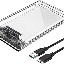 Reletech 2.5" SATA to USB 3.1Tool-Free Clear External Hard Drive Enclosure for 2.5 Inch SSD & HDD 9.5mm 7mm External Hard Drive Case Supports UASP SATA-17
