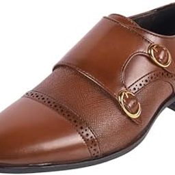 Men Leather Adjustable Formal Double Monk Strap Shoes-image-68