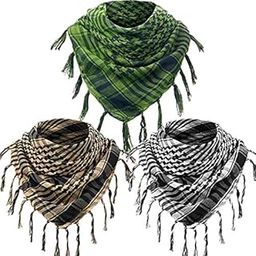 Fashions Men's Pure Cotton Arab Shemagh Neck Wrap Arafat Keffiyah Desert Army Wear Head Scarf Stole (Green,Orange & White)-(Pack of 03)-image-59