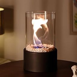 NYRWANA Mini Tabletop Fire Pit Bowl, Portable, Smokeless Ethanol Fireplace with White Decorative Stones, for Indoor & Outdoor Ambience (Round)-image-58