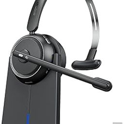 Wireless Headset with AI Noise Cancelling, Wireless Headphones with Mic for Work & Call Center (65 Hrs Playtime, Mute Button) - Black-3