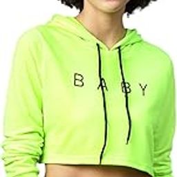 Neon Green Baby-Print Crop Boxy Hoodie-image-3