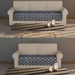Fashion Throw Sofa Cover L Shape | Velvet Quilted Sofa Cover Protector Covers | Sofa Seat Runner for Couch | Sofa Slipcovers (Band Grey, 3 Seater + 2 Seater)-image-69