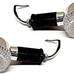 A2D OEM Style Bike Front Turn Signal Inidicators Clear Glass Amber Light Set Of 2 Compatible with Royal Enfield Classic Chrome-16