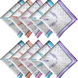 Pack of 10 Soft Cotton Women's Floral Handkerchiefs/Hankies for Girls-image-110