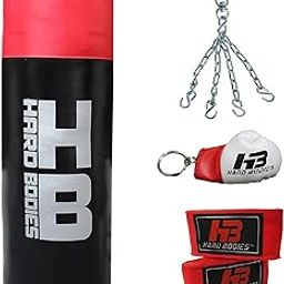 Hard Bodies Professional Synthetic Leather Punching Bag (Unfilled) (4 Feet / 48 Inches, Black with Red Strap)-image-12