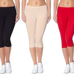 Cotton Lycra Capri, 3/4th Calf Leggings for Women (Pack of3, Free Size)-image-44