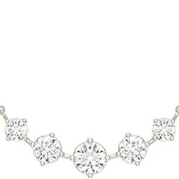925 Sterling Silver 5 Stone Pendant Earring Chain Jewellery Set | Platinum Plated, Swiss Zirconia | Gift for Women & Girls-image-86