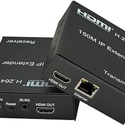Ruhza Digital HDMI Extender 150m IP Over Cat5e/6 Uncompressed Full HD 1080p 60Hz HDTV Over Ethernet Cable Up to 495Ft, IP Extender Support IR Remote Control and HDMI Loop Out-16