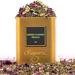 CHAYAM Mango Peach Green Tea - 50g | Refreshing Fruit-Infused Green Tea | Natural Mango & Peach Flavour | Boosts Energy & Focus | Metabolism Boost | Brew Hot or Cold | Premium Tin Pack-image-65