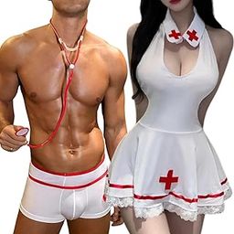 LUXZII Doctor and Nurse Roleplay Costume for Men and Women, Lingerie Nightwear Babydoll Dress for Women, Men’s Doctor Cosplay Set for Honeymoon, Birthday (MBD-002 & WBD-001)-image-74