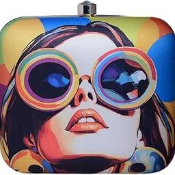 artklim Multicolored Portrait Printed Clutch Bag for Women with Detachable Strap-picture-21
