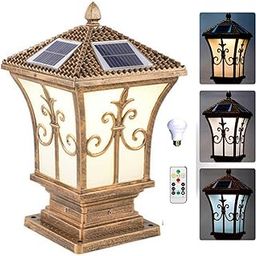 Homehop Antique AC Solar Gate Light for Home Outdoor Garden Wall Pillar Compound Entrance Waterproof Multicolour Lamp, with Remote Control with 15W Bulb-picture-12