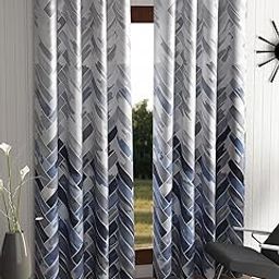 Home Sizzler 2 Pieces Geometrical Panel Eyelet Polyester Semi Sheer Door Curtains 7 Feet, Grey(Eyelet),Grommet Curtains-image-36