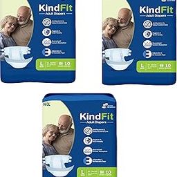 KINDFIT Adult Diapers Tape Style - 30 Count (Large) | Waist Size 34-58 inch; 94-148 cm with odour lock, Unisex, Leakproof, Wetness Indicator and Anti-Bacterial High Absorbent Core | Pack of-3-image-56