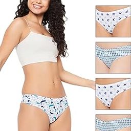 Women's Cotton Pack of 5 Low Waist Printed Thong with Inner Elastic - Multicolor-15