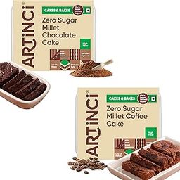 Artinci Eggless Sugar free Chocolate & Coffee Cake Combo Pack (150gm X 2), As Seen on Shark Tank India | Diabetic Friendly with Protein & High Fiber-image-52