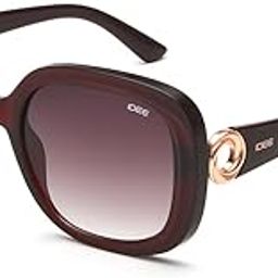 100% UV protected sunglasses for Women with Shiny Crystal Dark Red Polycarbonate frame | Size - Large with Greycolored lens-image-25