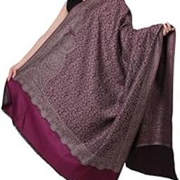 Women Ladies Kashmiri Wool Jamawar Warm and Soft Shawl Wrap [SIZE:40X80 Inches] (KASHMIRI GOLU SHAWL 727)-image-86