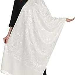 Women's Blended wool stole,Kashmiri Aari Embroidery Shawl for Winter Size-28x78-image-98