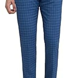 Men's Mid Rise Neo Fit Poly Rayon Blend Checks Pattern Flat Front Formal Regular Fit Trouser-2