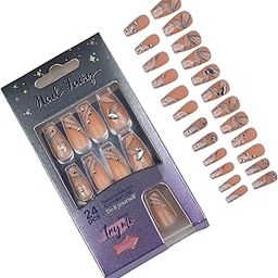 Onprix False Nails, 12 Sizes Assorted, Full Cover Press On Nails, Removable Glue-On Nails, Women Girls Nail Art Accessories Double Sided Nail Adhesive Pads Transparent Nail Glue Stickers -24pcs-Multi-image-84