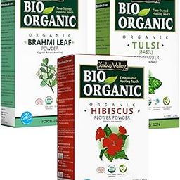 INDUS VALLEY Organic Hibiscus Powder For Hair Care (Hibiscus + Brahmi + Tulsi Powder) -100g *3= 300g-image-96