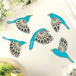 Wooden 3D 5 Pieces Birds Wall Art Wooden Wall Hanging Decoration Items Panel | Wood Bird Folk Art Wall Decoration Item for Living Room, Bedroom, Drawing Room, Dining Room & Office-image-9