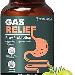 ZEROHARM Gas Relief Capsules | Helps in Reducing Acidity Recurrence With Digestive Enzymes, Pre-Probiotics & Triphala | Reduces Bloating, Flatulence & Enhances Digestion | 60 Capsules-15