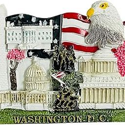 KRIWIN Washington DC Decorative 3D Resin Fridge Magnet, Hand Painted Tourist Souvenir with Landmarks and Eagle Design-image-32
