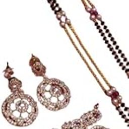 Rose Gold Plated Long AD Mangalsutra With Earring/Bead Mangalsutra For Women & Girls_17-image-32