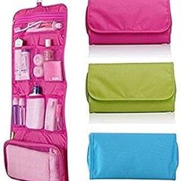 Granth Polyester Folding Long Term Travel Bag Detachable Wash Shower Bag Cosmetic Make Up Case or Pouch with Multi Pockets Hook Toiletry Bag (Multicolor)-image-3