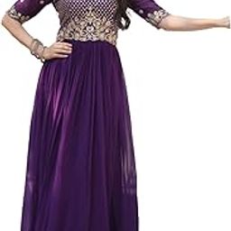 Womens Faux Georgette Sequence Embroidered Ankle Length Anarkali Gown for Women-image-70